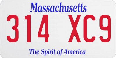 MA license plate 314XC9