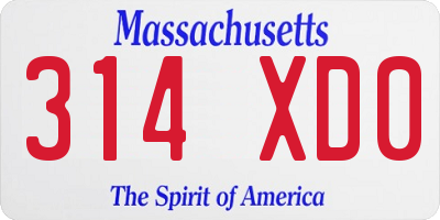 MA license plate 314XD0