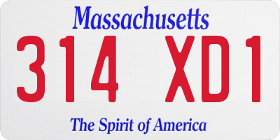 MA license plate 314XD1
