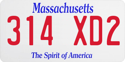 MA license plate 314XD2