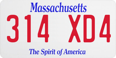 MA license plate 314XD4