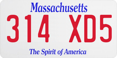 MA license plate 314XD5