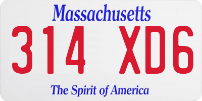 MA license plate 314XD6