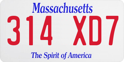 MA license plate 314XD7