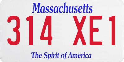 MA license plate 314XE1