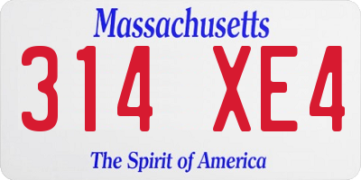 MA license plate 314XE4