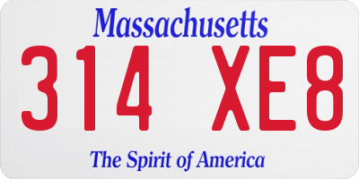 MA license plate 314XE8