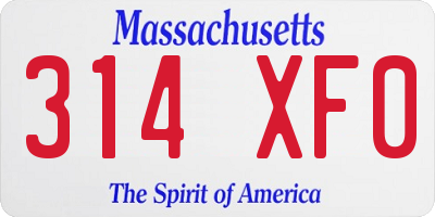 MA license plate 314XF0