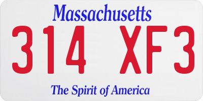MA license plate 314XF3