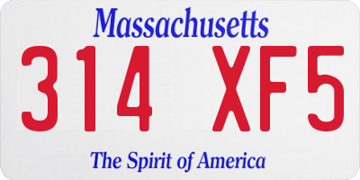 MA license plate 314XF5