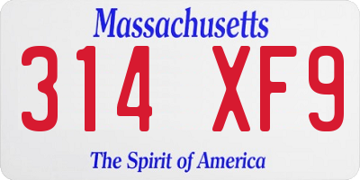 MA license plate 314XF9