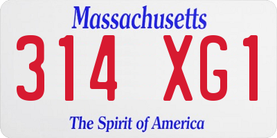 MA license plate 314XG1