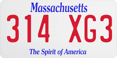MA license plate 314XG3