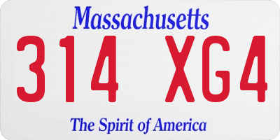 MA license plate 314XG4