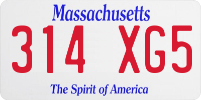 MA license plate 314XG5