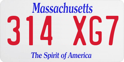MA license plate 314XG7