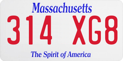 MA license plate 314XG8