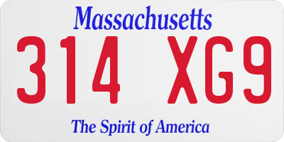 MA license plate 314XG9