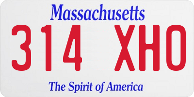 MA license plate 314XH0