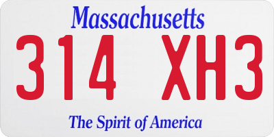 MA license plate 314XH3