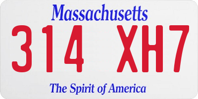 MA license plate 314XH7