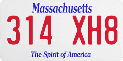 MA license plate 314XH8