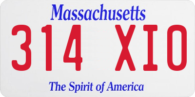 MA license plate 314XI0