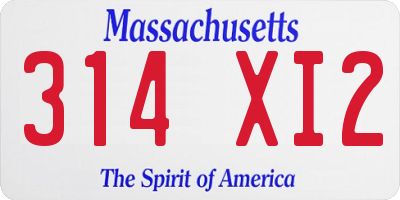 MA license plate 314XI2