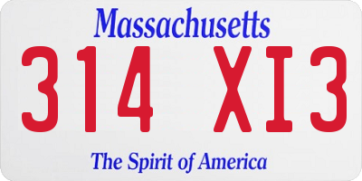 MA license plate 314XI3
