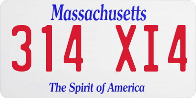MA license plate 314XI4
