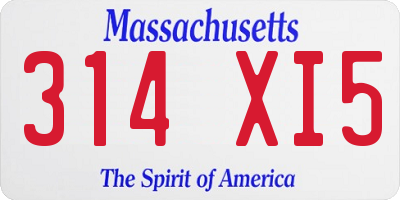 MA license plate 314XI5
