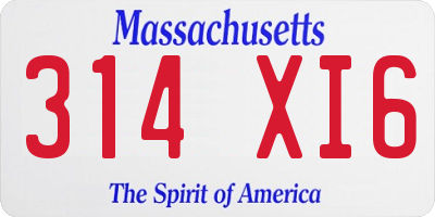 MA license plate 314XI6