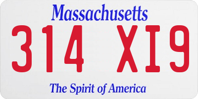 MA license plate 314XI9