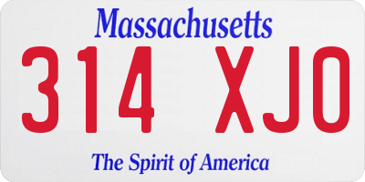 MA license plate 314XJ0