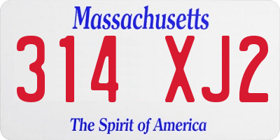MA license plate 314XJ2