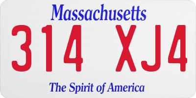 MA license plate 314XJ4