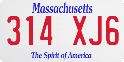 MA license plate 314XJ6