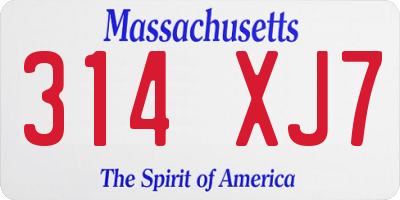 MA license plate 314XJ7