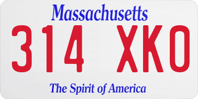 MA license plate 314XK0