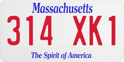 MA license plate 314XK1