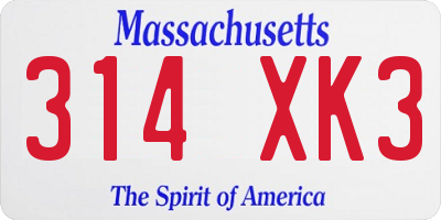 MA license plate 314XK3