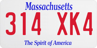 MA license plate 314XK4