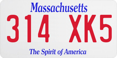 MA license plate 314XK5