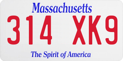 MA license plate 314XK9