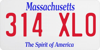 MA license plate 314XL0