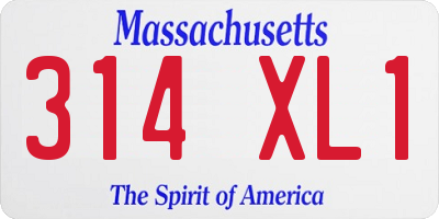 MA license plate 314XL1