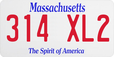 MA license plate 314XL2