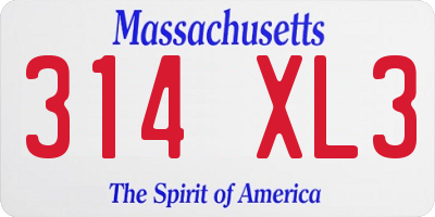 MA license plate 314XL3