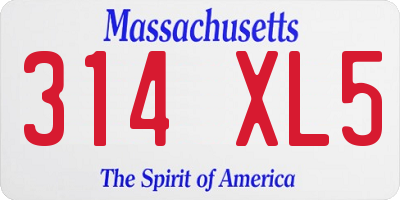 MA license plate 314XL5