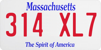 MA license plate 314XL7